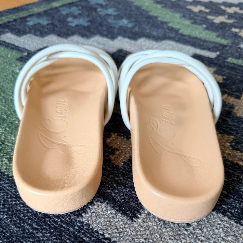 J.Crew Pacific Cushy Leather Strappy Sandals Cream White Size 8